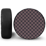 Grey And Orange Plaid Pattern Print Leather Spare Tire Cover