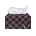 Grey And Orange Plaid Pattern Print Leather Tissue Box Cover