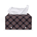 Grey And Orange Plaid Pattern Print Leather Tissue Box Cover