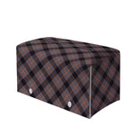 Grey And Orange Plaid Pattern Print Leather Tissue Box Cover