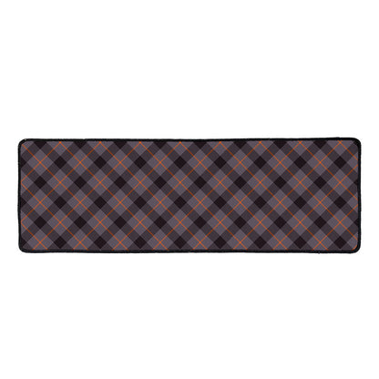 Grey And Orange Plaid Pattern Print Long Kitchen Mat