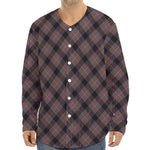 Grey And Orange Plaid Pattern Print Long Sleeve Baseball Jersey