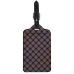Grey And Orange Plaid Pattern Print Luggage Tag