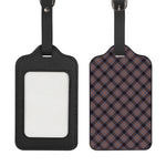 Grey And Orange Plaid Pattern Print Luggage Tag