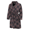 Grey And Orange Plaid Pattern Print Men's Bathrobe