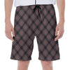 Grey And Orange Plaid Pattern Print Men's Beach Shorts