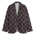 Grey And Orange Plaid Pattern Print Men's Blazer