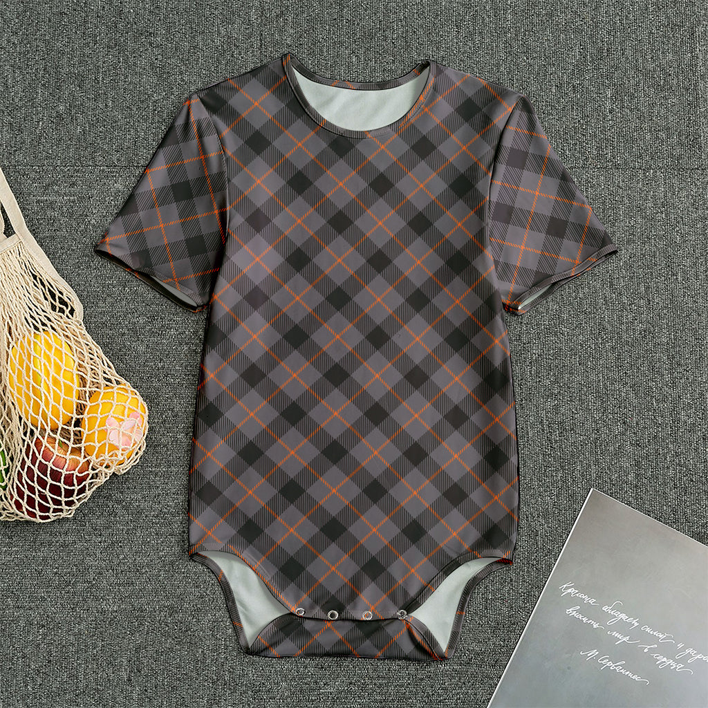 Grey And Orange Plaid Pattern Print Men's Bodysuit