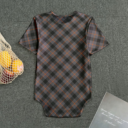 Grey And Orange Plaid Pattern Print Men's Bodysuit