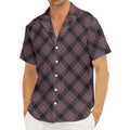 Grey And Orange Plaid Pattern Print Men's Deep V-Neck Shirt