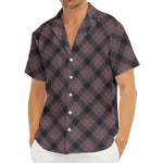 Grey And Orange Plaid Pattern Print Men's Deep V-Neck Shirt