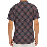 Grey And Orange Plaid Pattern Print Men's Deep V-Neck Shirt