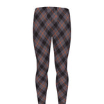 Grey And Orange Plaid Pattern Print Men's leggings
