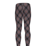 Grey And Orange Plaid Pattern Print Men's leggings
