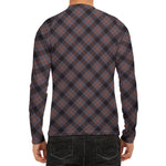 Grey And Orange Plaid Pattern Print Men's Long Sleeve Rash Guard
