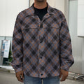 Grey And Orange Plaid Pattern Print Men's Shirt Jacket