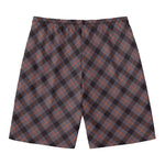 Grey And Orange Plaid Pattern Print Men's Swim Trunks