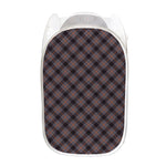 Grey And Orange Plaid Pattern Print Mesh Laundry Hamper