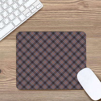 Grey And Orange Plaid Pattern Print Mouse Pad