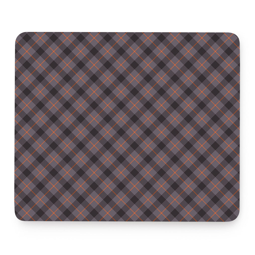 Grey And Orange Plaid Pattern Print Mouse Pad