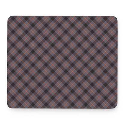 Grey And Orange Plaid Pattern Print Mouse Pad
