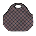 Grey And Orange Plaid Pattern Print Neoprene Lunch Bag
