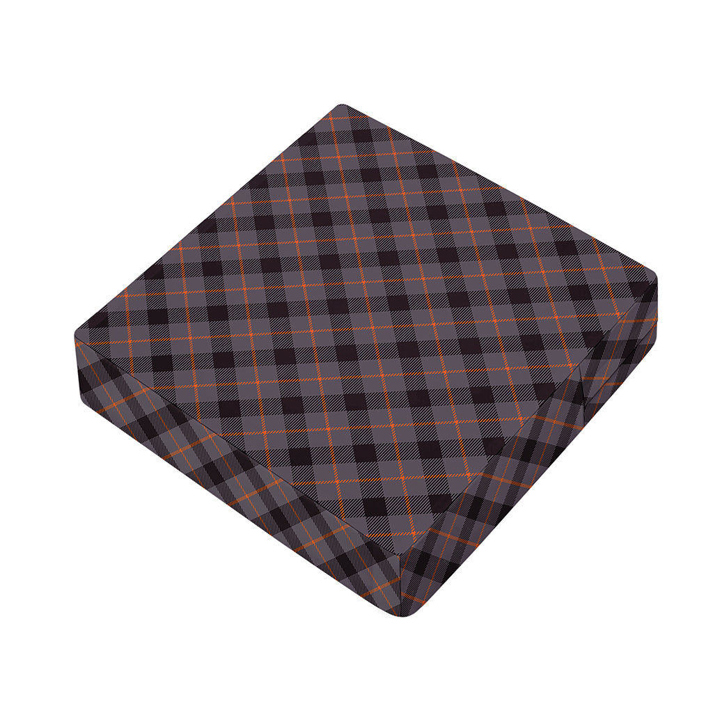 Grey And Orange Plaid Pattern Print Outdoor Seat Cushion Cover