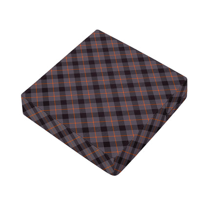 Grey And Orange Plaid Pattern Print Outdoor Seat Cushion Cover