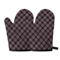 Grey And Orange Plaid Pattern Print Oven Mitts