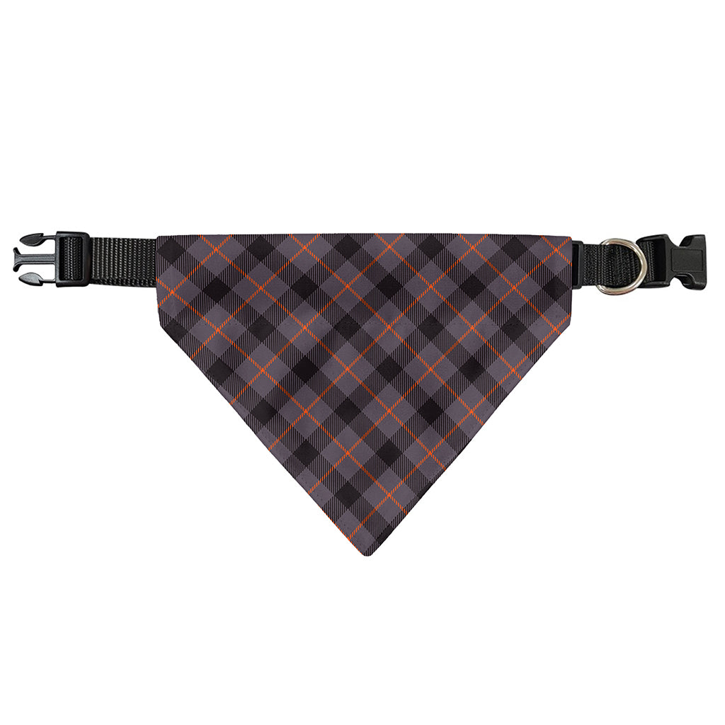 Grey And Orange Plaid Pattern Print Over The Collar Dog Bandana