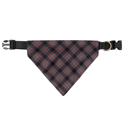 Grey And Orange Plaid Pattern Print Over The Collar Dog Bandana