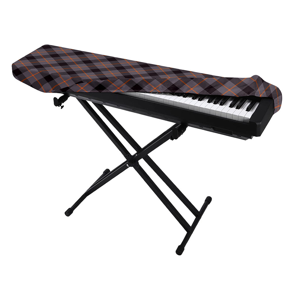 Grey And Orange Plaid Pattern Print Piano Keyboard Cover