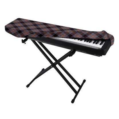 Grey And Orange Plaid Pattern Print Piano Keyboard Cover