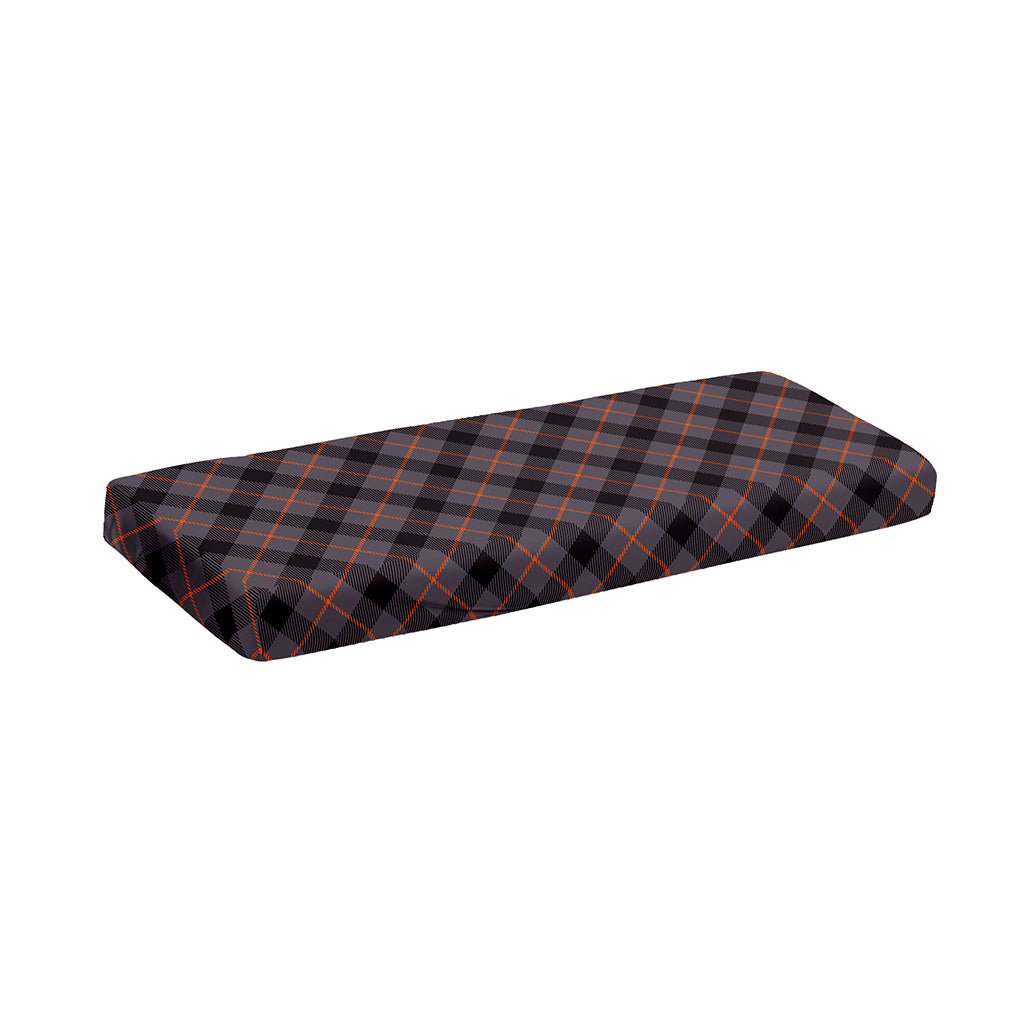 Grey And Orange Plaid Pattern Print Piano Keyboard Cover