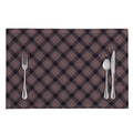 Grey And Orange Plaid Pattern Print Placemat