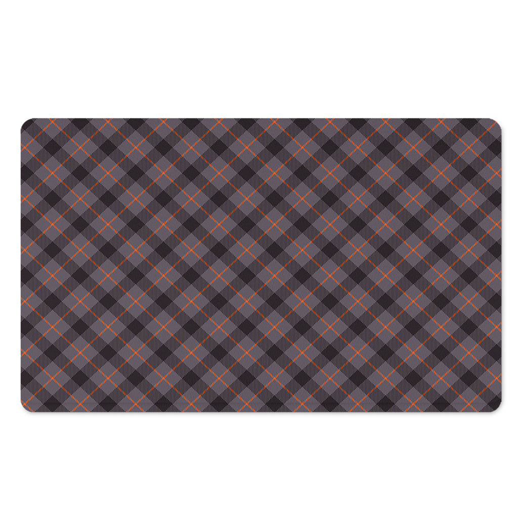 Grey And Orange Plaid Pattern Print Polyester Doormat