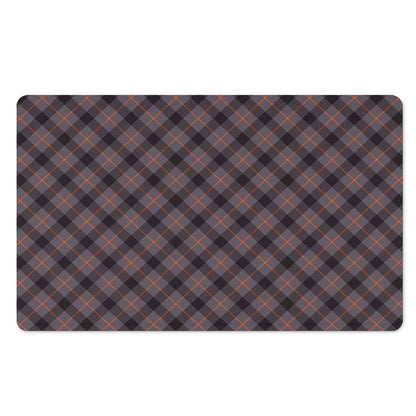 Grey And Orange Plaid Pattern Print Polyester Doormat