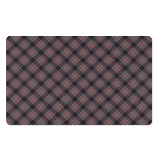 Grey And Orange Plaid Pattern Print Polyester Doormat