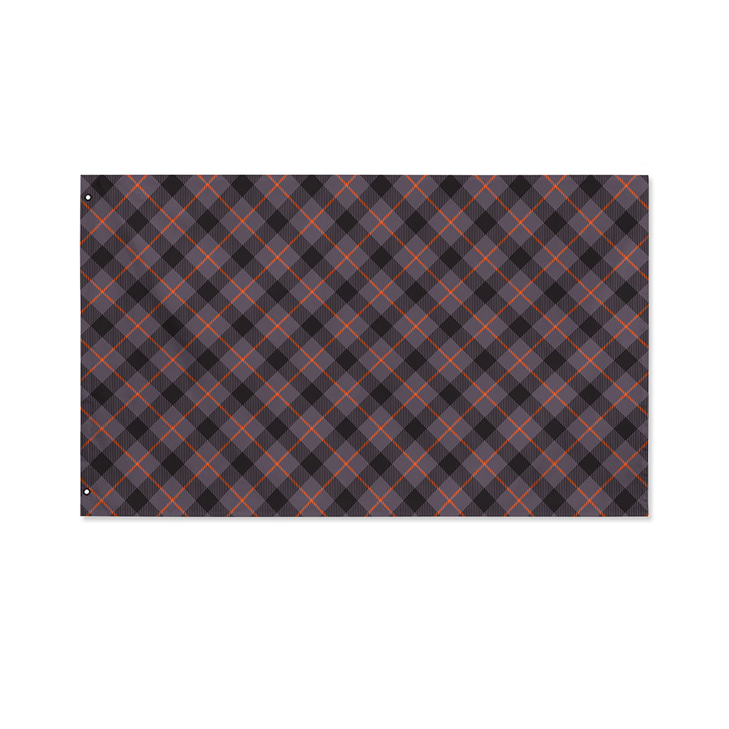 Grey And Orange Plaid Pattern Print Polyester Flag
