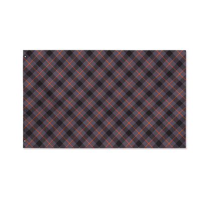Grey And Orange Plaid Pattern Print Polyester Flag