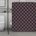 Grey And Orange Plaid Pattern Print Polyester Shower Curtain