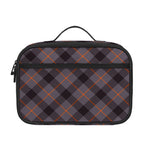 Grey And Orange Plaid Pattern Print Portable Lunch Bag