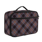 Grey And Orange Plaid Pattern Print Portable Lunch Bag