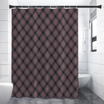 Grey And Orange Plaid Pattern Print Premium Shower Curtain