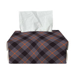 Grey And Orange Plaid Pattern Print Rectangle Tissue Box Cover