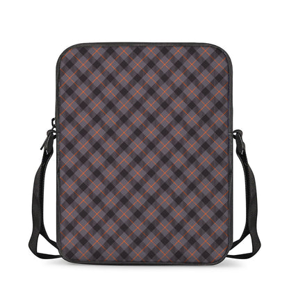 Grey And Orange Plaid Pattern Print Rectangular Crossbody Bag