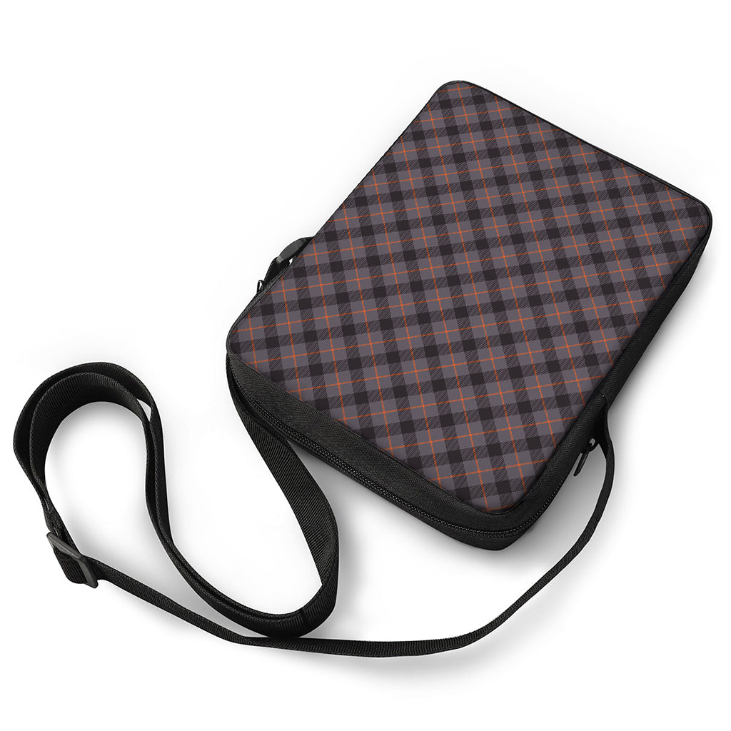 Grey And Orange Plaid Pattern Print Rectangular Crossbody Bag