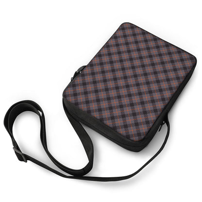 Grey And Orange Plaid Pattern Print Rectangular Crossbody Bag