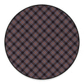 Grey And Orange Plaid Pattern Print Round Floor Mat
