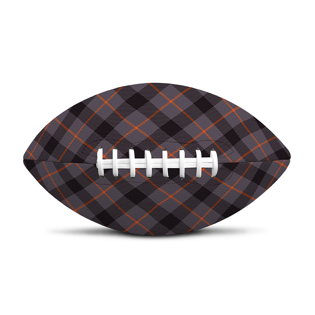 Grey And Orange Plaid Pattern Print Rugby Ball
